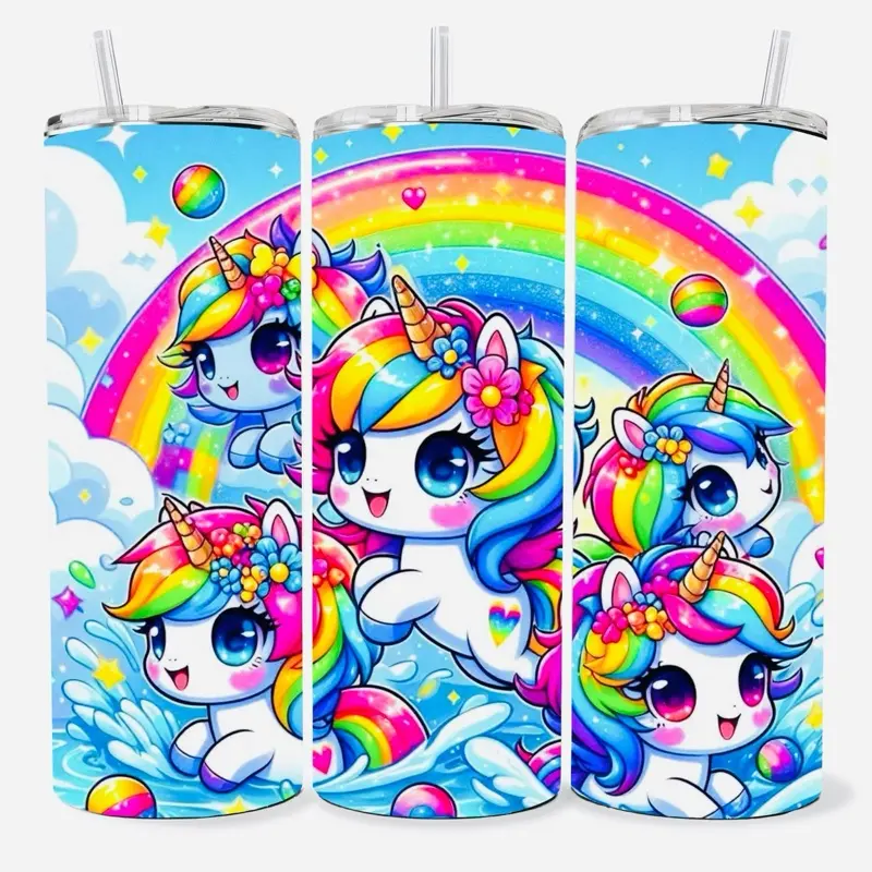 Cute Unicorn 20 oz Tumbler - BPA Free, stainless steel, Leak proof, durable, with clear lid