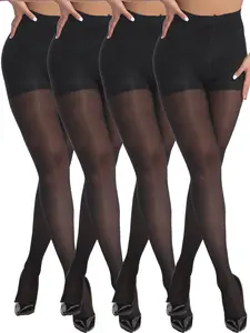 40D Nylon Spandex Control Top Pantyhose – Run Resistant, Light Support, High Waist (4 Pair Pack)