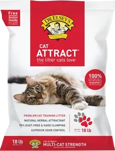 Dr. Elsey's Cat Attract Clumping Clay Litter 18-lb Bag - Natural Herbal Attractant, 99% Dust-Free, Superior Odor Control, Vet-Developed for Problem Cat Training