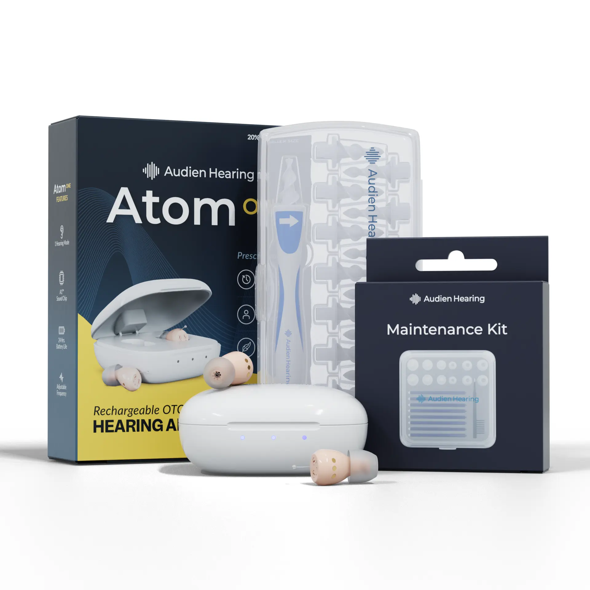 Audien Atom ONE OTC Hearing Aid Bundle