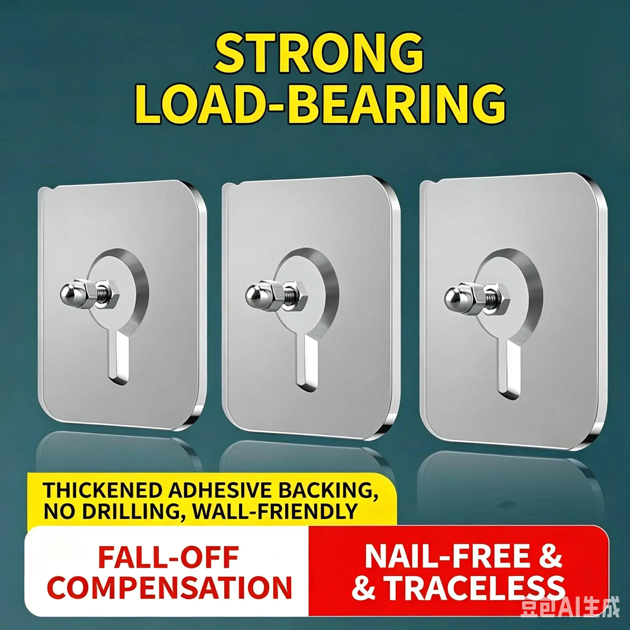 Nail-Free Adhesive Hooks, Strong Glue Wall Stickers, No Drilling Invisible Wall Pins, Suction Cup Hangers for Photo Frames, Tile & Wall Mounting，You'll receive exactly 20 pcs