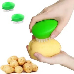 2 Pcs Vegetable Brush, Potato Scrubber Brush Veggie Brush with Non-Slip Grip, Vegetable Brush Scrubber for Food, Corn Silk and Carrots, with Dots Remover