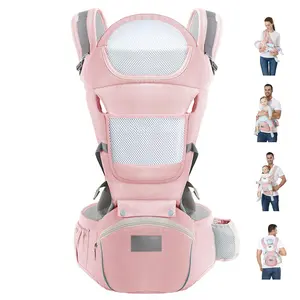 Baby Carrier with Hip Seat, Ergonomic M Position, Newborn to Toddler, Head Support and Breathable Mesh,Adjustable Removable 6- in-1 Baby Baby Sling Carrier (7-45 lbs) for Mom Dad, Pink