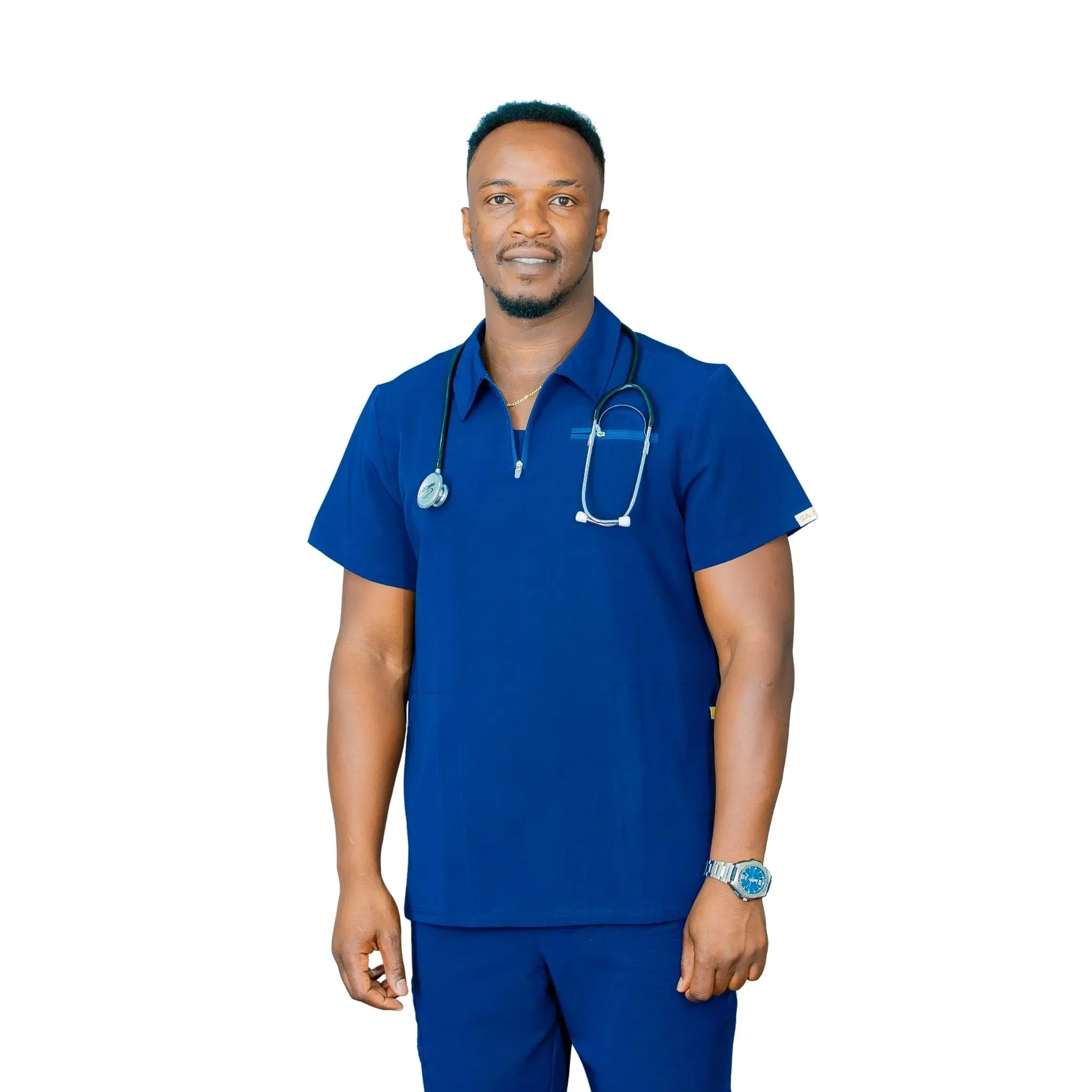 The Bo Collared Zip Scrub Top