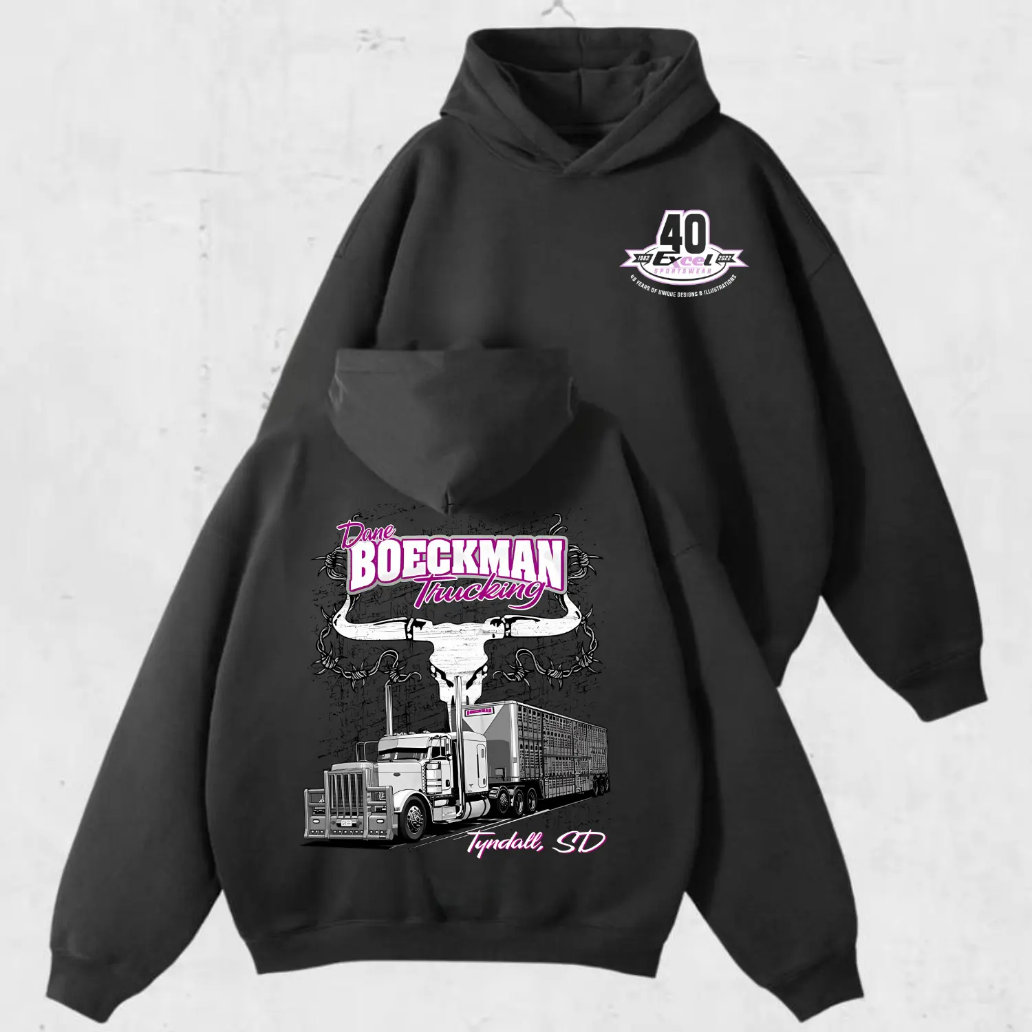 Livestock Hauler Trucking Hoodie/T-Shirt/Sweatshirt, Western Skull Graphic Tee, Chrome Semi Trailer Top, Gift for Cattle Haulers and Diesel Truck Lovers