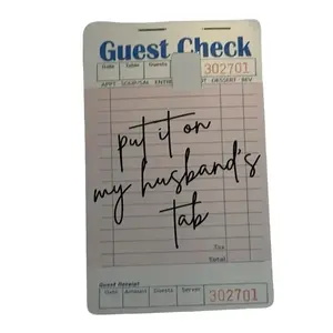 Put It On My Hubby's Tab Credit Card Skin with Protective Wallet Sleeve Size 2x3 Guest Check Design Premium Vinyl Quirky Accessory