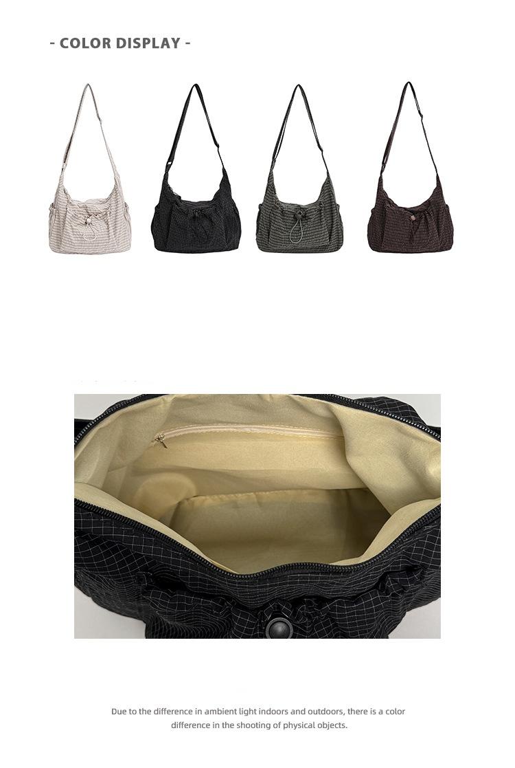 Korean Style Plaid Shoulder Bag with Adjustable Strap and Button ...