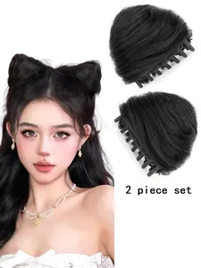 KAIRIYA Hairpin for Wigs - Sweet and Cute Cat-Ear Bun with Clasp - Simulated Ancient Style Hair Wrap - Fluffy Lazy Man's Must-Have Hairpin - Synthetic Hairpieces