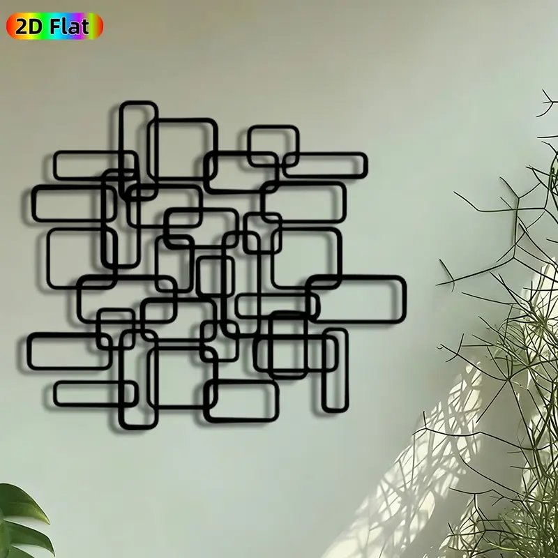 1pc Interlocking Geometric Squares Metal Wall Art, Abstract Linked Squares Statue Mural, Intricate Craftsmanship, Perfect for Housewarming, New Year Decor, Perfect for Living Room Office Studio Decor, Ideal Gift for Modern Art Enthusiasts.