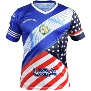 Kids Jersey Combination Guatemala USA Blue with American Flag Design and Stars Pattern