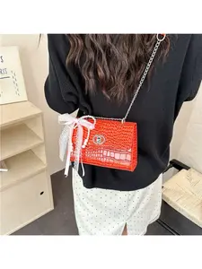 Women's square tote bag, simple design, suitable for parties/eye-catching, commuting, traveling; shoulder strap style, multi-functional use