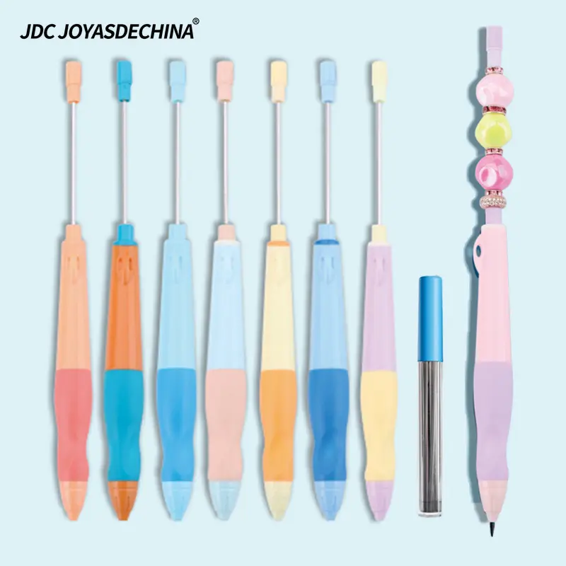 14pcs Beadable DIY Posture Correction Mechanical Pencil Set, Includes 7pcs Non-Breaking Automatic Pencils for Students and 7pcs Refillable Pencil Leads