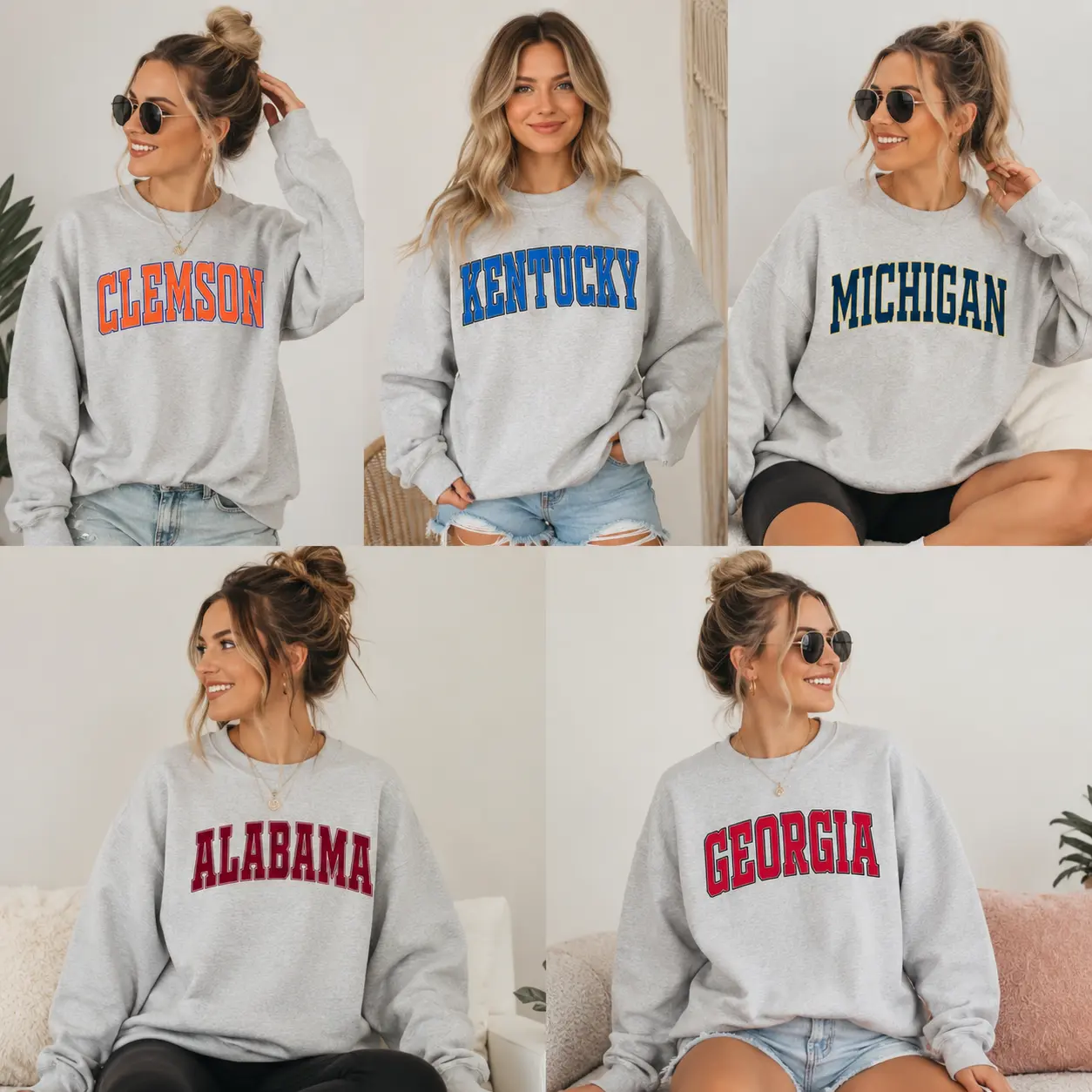 Vintage Distressed Varsity Sweatshirt | Ash Grey College Crewneck | Retro Athletic Pullover | Unisex Game Day Sweatshirt | Cozy Fleece Top