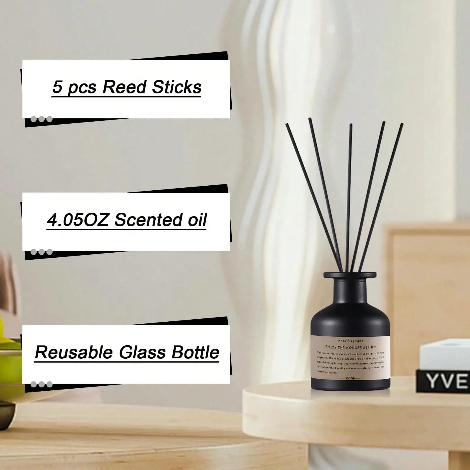 Reed Diffuser Fragrance, Scented Diffuser Oils, Flameless Aromatherapy for Indoor, Long-Lasting Scent, Blend Scented, Hotel-Grade Essential Oil, Air Freshener & Odor Eliminator, Natural, Suitable for Home & Office, Fragrance Decor