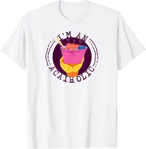 Acai Bowl Shirt I'm An Acaiholic, Funny Pun Food Humor T-Shirt - Loislefors Shop 88B09K67S5SF