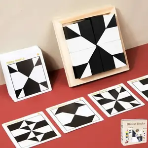 16/32 Blocks 3D Tangram Wood Montessori Toys Geometric Hiding Blocks Wood Building Toys Portable Logic Training Table Toys