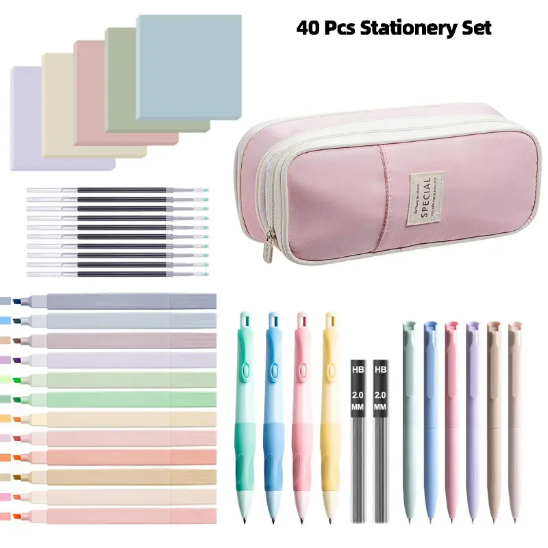Aesthetic Bible Study Stationery Set for Students | Cute Pencil Case + Highlighters + Gel Pens + Mechanical Pencil, Student Essentials, Classroom Supplies, Aesthetic School Supplies