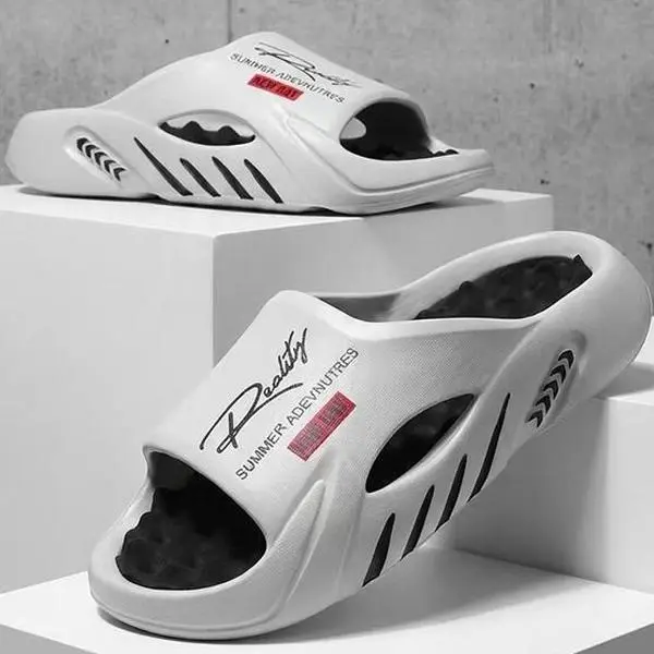 Men's Slip-On Casual Slides with Anti-Slip Outsoles, Lightweight EVA Fashion Footwear with Hollow Cut-Outs and Thick Cushioned Soles