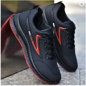 Men's Low-Top Waterproof Casual Trainers - Autumn/Winter Walking Shoes, Anti-Slip Closed-Toe Sneaker Footwear, Breathable Contemporary Decorated All-Day Casual Trainers, Black