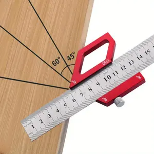 Woodworking Multi-func Steel Ruler Positioning Block, 1 Count 45/60/90 Degree Angle Scriber Line Marking Gauge, Hand Measuring Tool for Home & Office