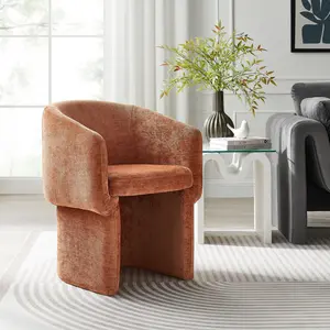 Verity Chenille Dining Armchair in Rust