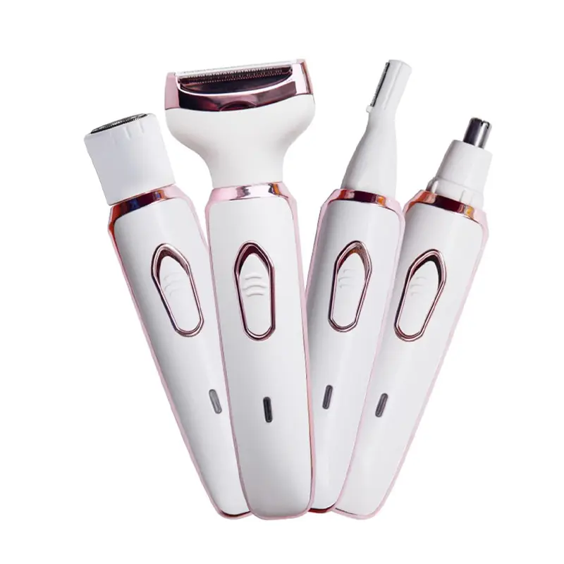 Electric Razor for Women Painless Rechargeable Portable 4 in 1 Womens Body Shavers Set for Facial Armpit Mustache Arm Pubic Lady Body Shaver for Travel