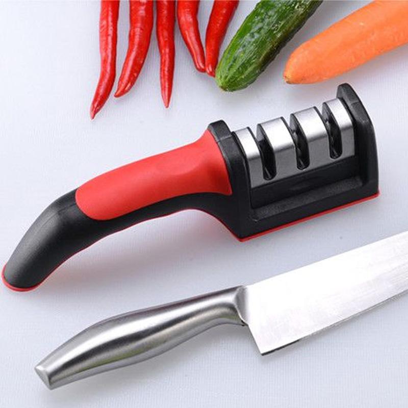 Dull Knives Ruin Every Meal! 3-Stage Handheld Knife Sharpener, Fast Sharpening for Knives & Scissors, Tungsten Steel, Non-Slip Bottom, Essential Kitchen Tool for Home Cooks