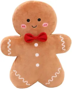 Cyprinus Carpio 5-7/8 INCH Christmas Gingerbread Man Pillow Creative Biscuit Man Plush Soft Throw Pillows Stuffed Premium Polyester Fiber Sofa Cushion Christmas Party Decor