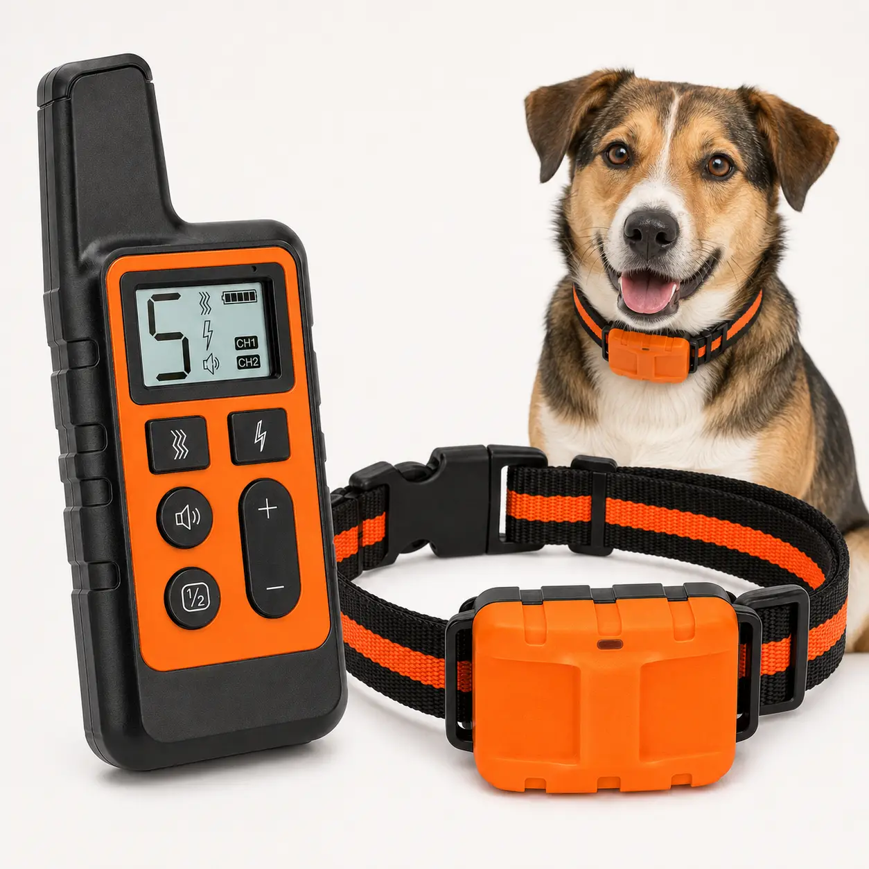 Dog Training E-Collar with Remote - Black Rechargeable, LCD Screen, 3 Multiple Modes (Beep, Vibration, Adjustable Stimuli Static), 500-yd Range, IP67 Waterproof Receiver