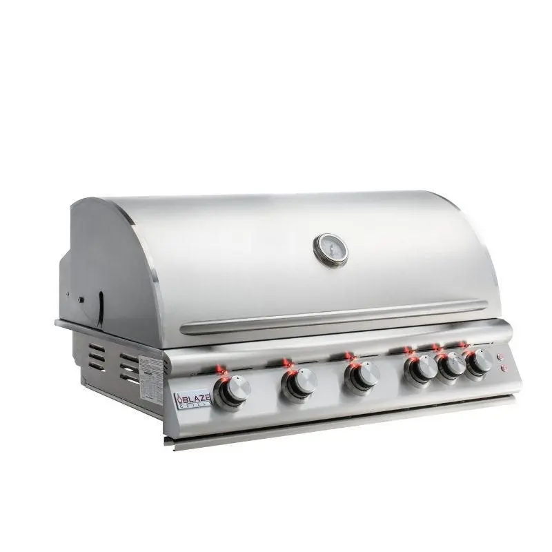 Blaze Grills Premium LTE 40” 5-Burner Gas BBQ Grill with Rear Burner & Built-In Lights