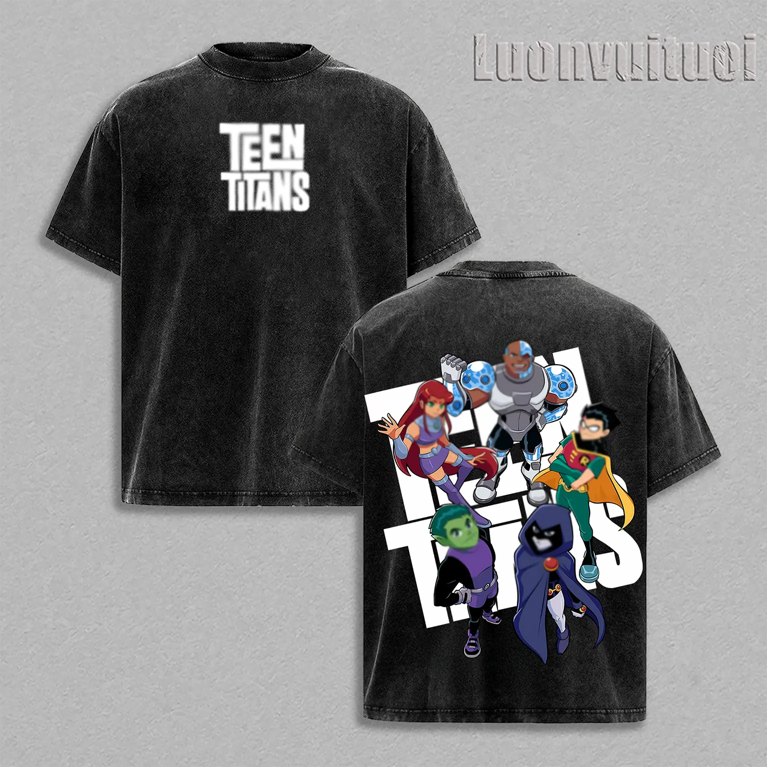 Teen Titans T-Shirt & Tank Top Double Printed Oversize Lightweight Acid Washed Tee, TV Show Graphic Tee, Gift T-Shirt For Fan