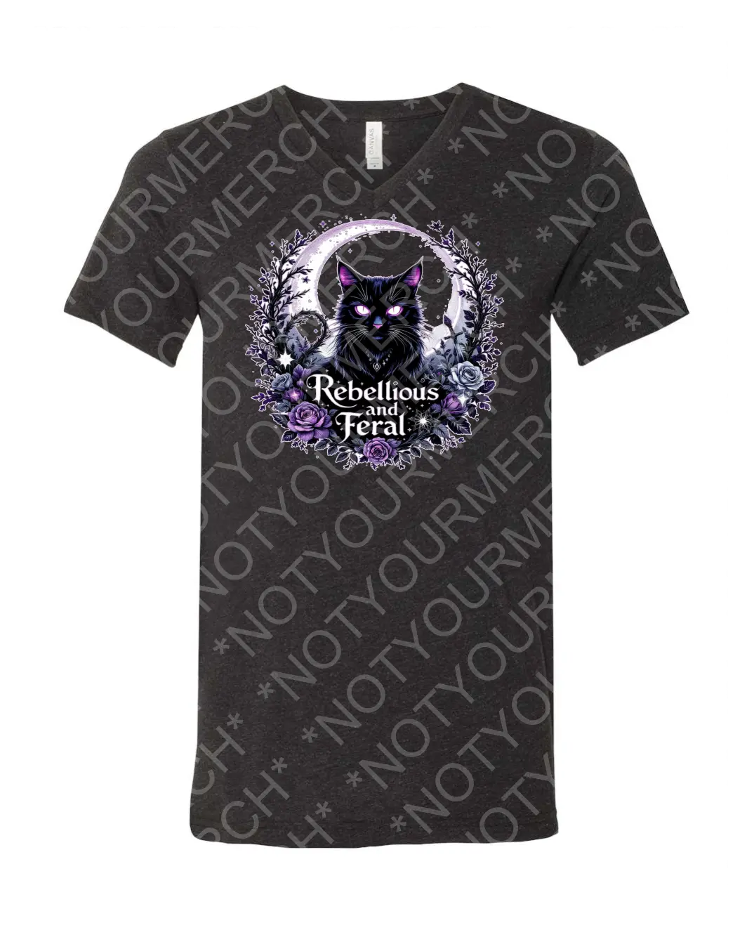 Rebellious and Feral Cat Shirt – Gothic Witchy Feminist Tee for Women