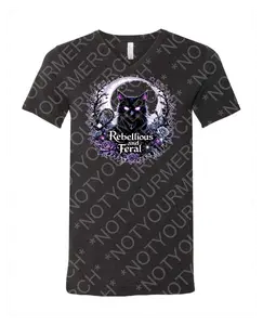 Rebellious and Feral Cat Shirt – Gothic Witchy Feminist Tee for Women
