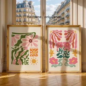 Abstract Floral Pattern Unframed Painting, Floral Abstract Design, 2 Counts/set Canvas Wall Art Poster, Wall Art Decor for Home Living Room Bedroom, Ornaments