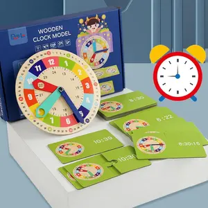 Early Education Wooden Clock Toy Set, Time Recognition & Matching Puzzle, Educational Learning Toy for Kids
