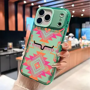 Tribal Geometric Style Aztec Pattern color TPU Phone Case for iPhone 17 Air 16 Plus 15 Pro Max 14 Plus 13 12 11 Pro Max Non-Yellowing Shockproof Protection Soft Silicone Fashion Transparent Cover Cellphone Protective Smartphone