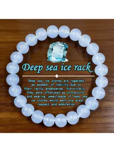 Mystical Deep Sea Ice Crystal Bracelet, Handcrafted Rare Blue Ice Stone Beaded Wristband, Spiritual Protection & Nobility Symbol Jewelry for All Occasions