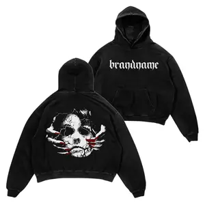 Y2K Grunge Ripped Portrait Hoodie - Dark Aesthetic Broken Face Print - Unisex Oversized Streetwear - Heavyweight Cotton Fleece - Long Sleeve - Autumn Fashion