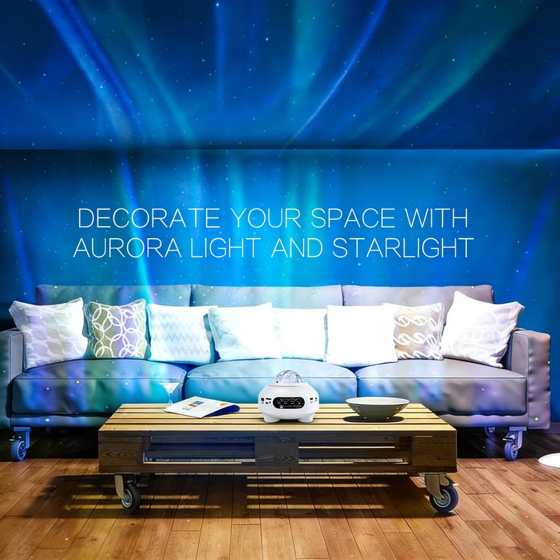 Galaxy Aurora Projector Light | APP-Controlled Rechargeable Star Nebula Projector, Cordless Design, 33 Effects, Bluetooth Speaker & White Noise