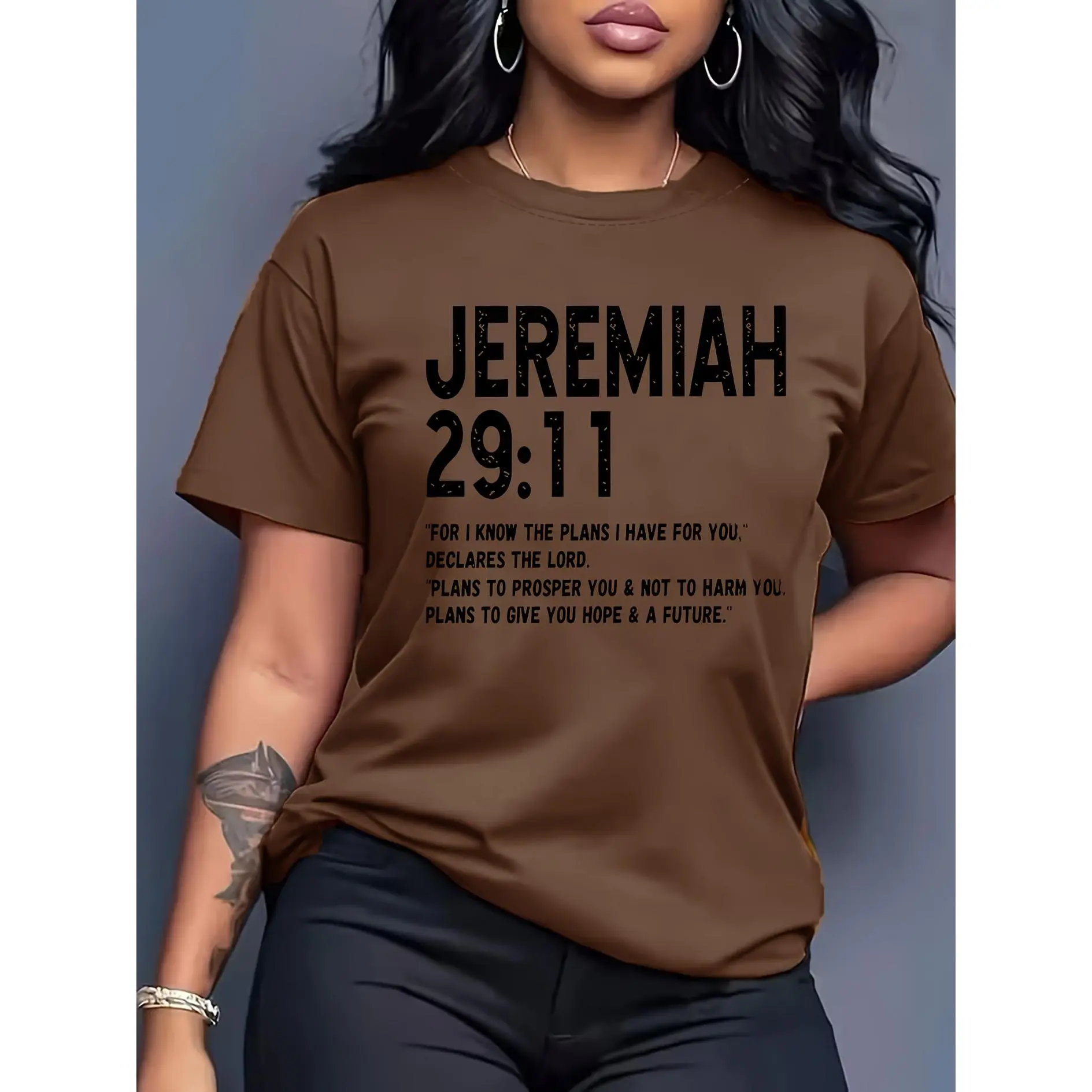 Women's Casual Round Neck Shortsleeve T-Shirt - Lady's Sport Top with Phrase Print, Elegant Romantic Design for Daily Wear & Vacation, Multiple Colors, S-XXL, Tshirt