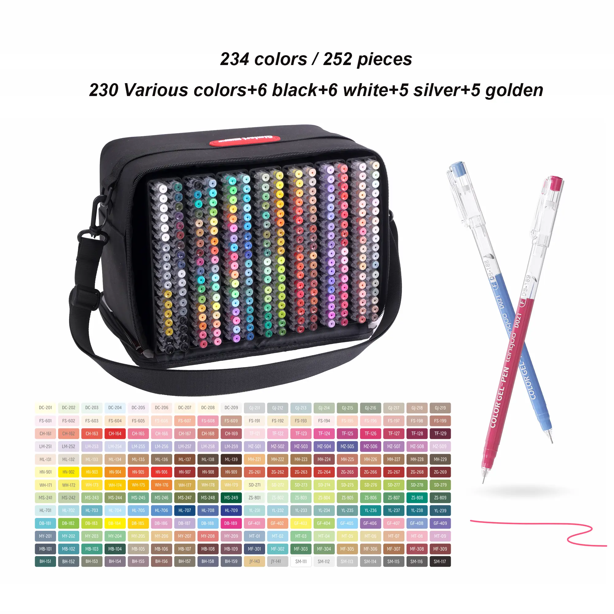 Languo 168-252 Piece Painting Gel Pen Set with 162 Colors/168 Pcs, 6 White Pens, Large-Capacity Storage Box, Office Stationery Writing Tool, Art Materials, Crafting Supplies for Diary & Card DIY Projects
