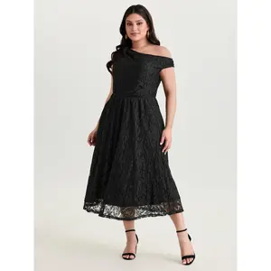 BLOOMCHIC Plus Size One-Shoulder Floral Lace Lined Midi Dress [M-6X]2026 Summer Vibes Swimweek