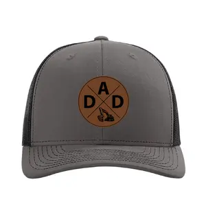 Construction Dad Hat, Richardson 112 Trucker Hat, Leather Patch Cap, Adjustable Builder Hat, Gift for Construction Workers
