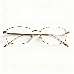 FIANPOR Little Square Glasses with Gold Foil Edges Pure Titanium Handmade Eyewear for Everyday Use