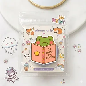 Go Away I’m Reading Phone Grip – Cute Frog Bookish Design, Kawaii Phone Holder for Teens & Students