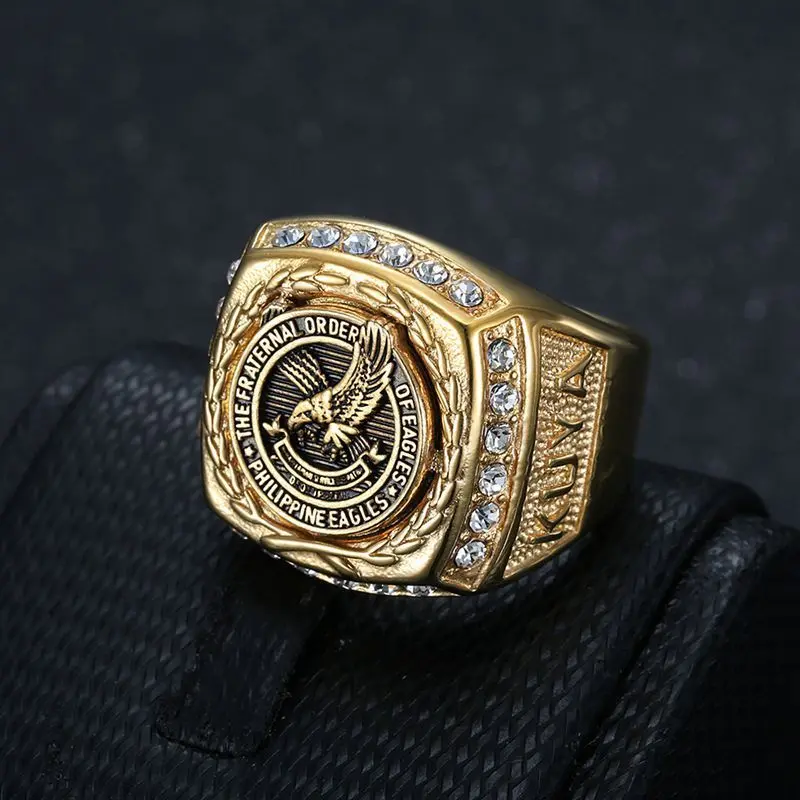 Men's Hip Hop Retro Charm Stainless Steel Ring - Eagle-Shaped Flying Eagle Pattern Geometric Square Costume Jewelry Accessory, Eagle-Shaped Rings