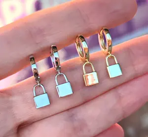 .925 Sterling silver dangling lock earrings