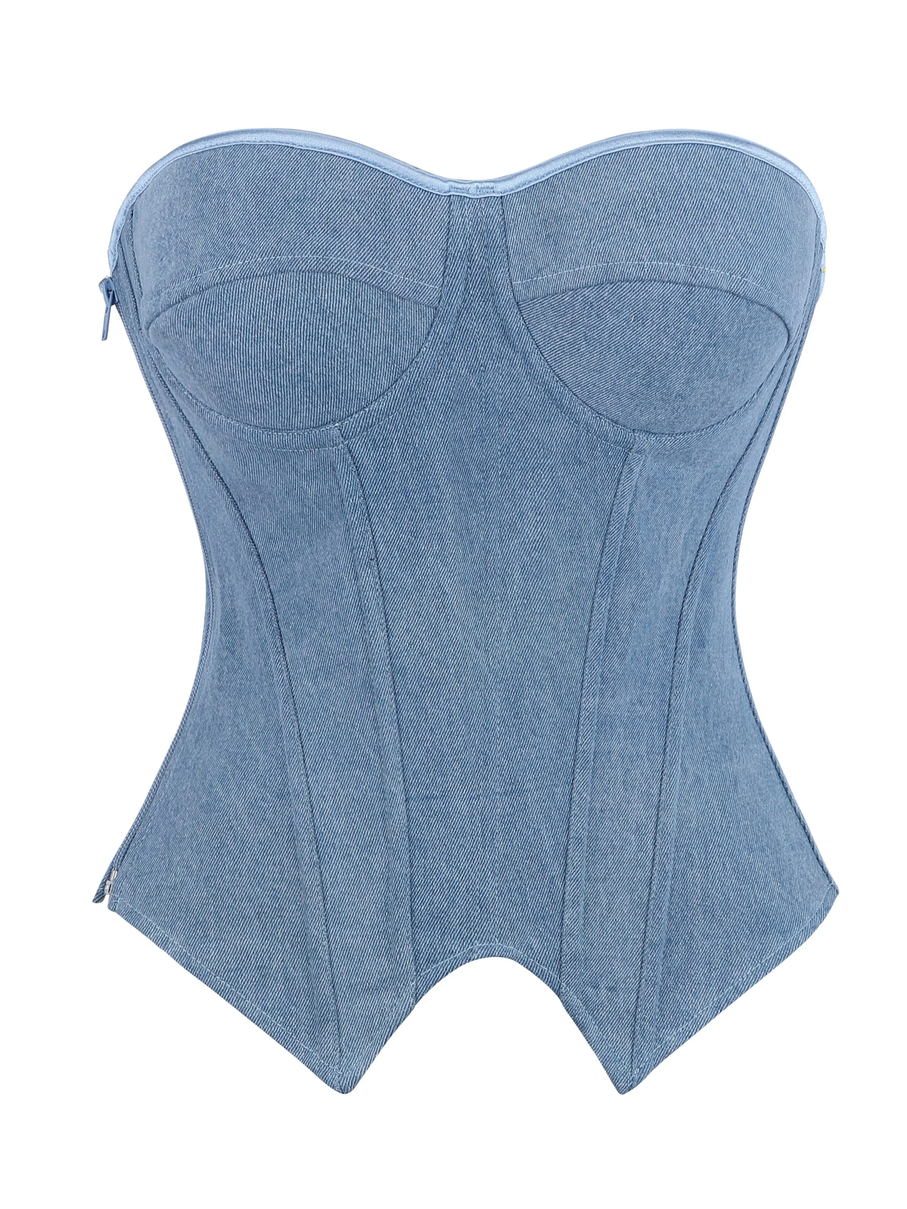 Women's Compression Overbust Corset Top - Strapless Bodysuit with Zipper, Vertical Stripes & Cups, Slimming Shapewear for Costume Parties, Halloween & Daily Wear