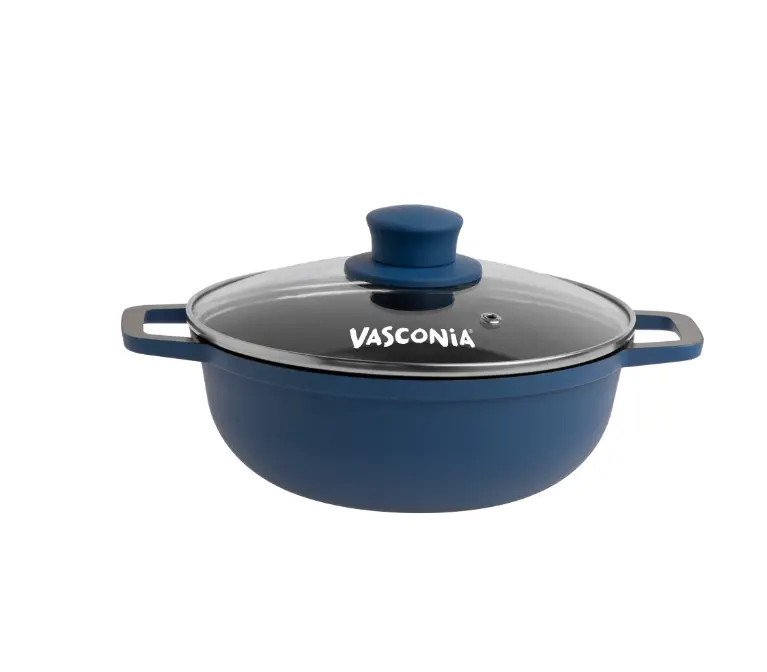 Vasconia 4.6 Quart Ceramic Coated Cast Aluminum Caldero with Glass Lid, Induction Compatible