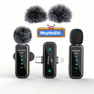 MsyHeZhi Mini Lapel Microphone Audio Video Ultra-Low Delay Noise Reduction Chip USB-C Wireless Lavalier Microphone 3-in-1 Wireless Lavalier Microphone Set Tiny Clip Microphone for iPhone Android